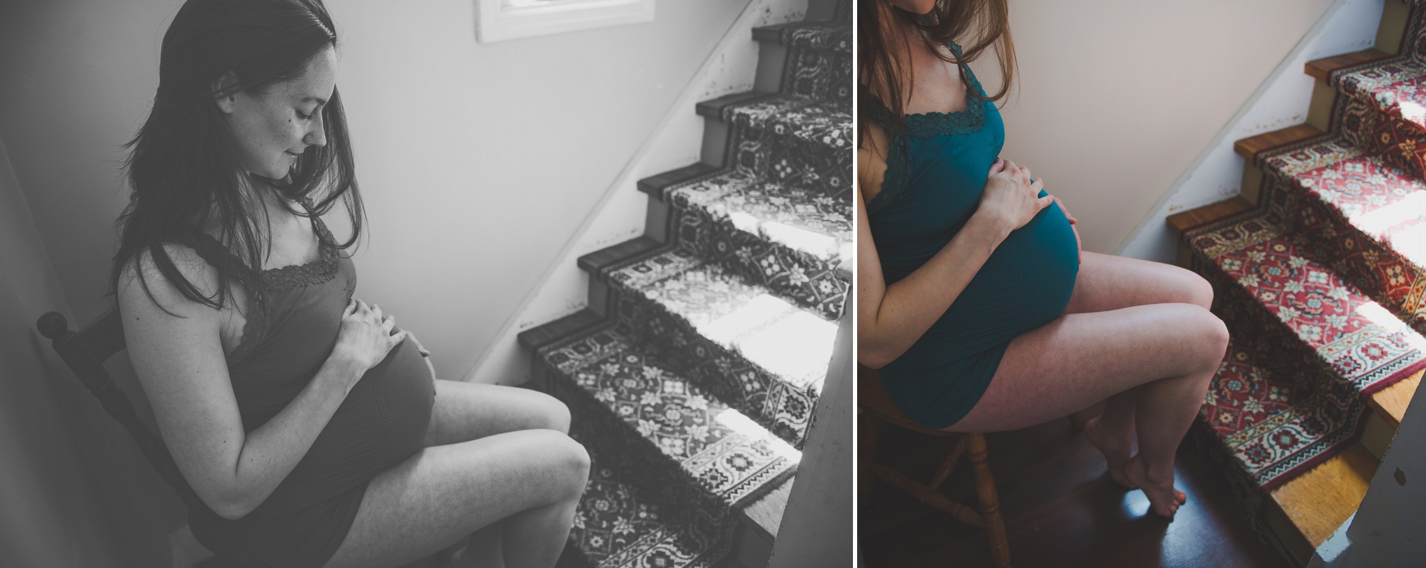 maternity, boudoir, photography, portraits, light, home, stairs